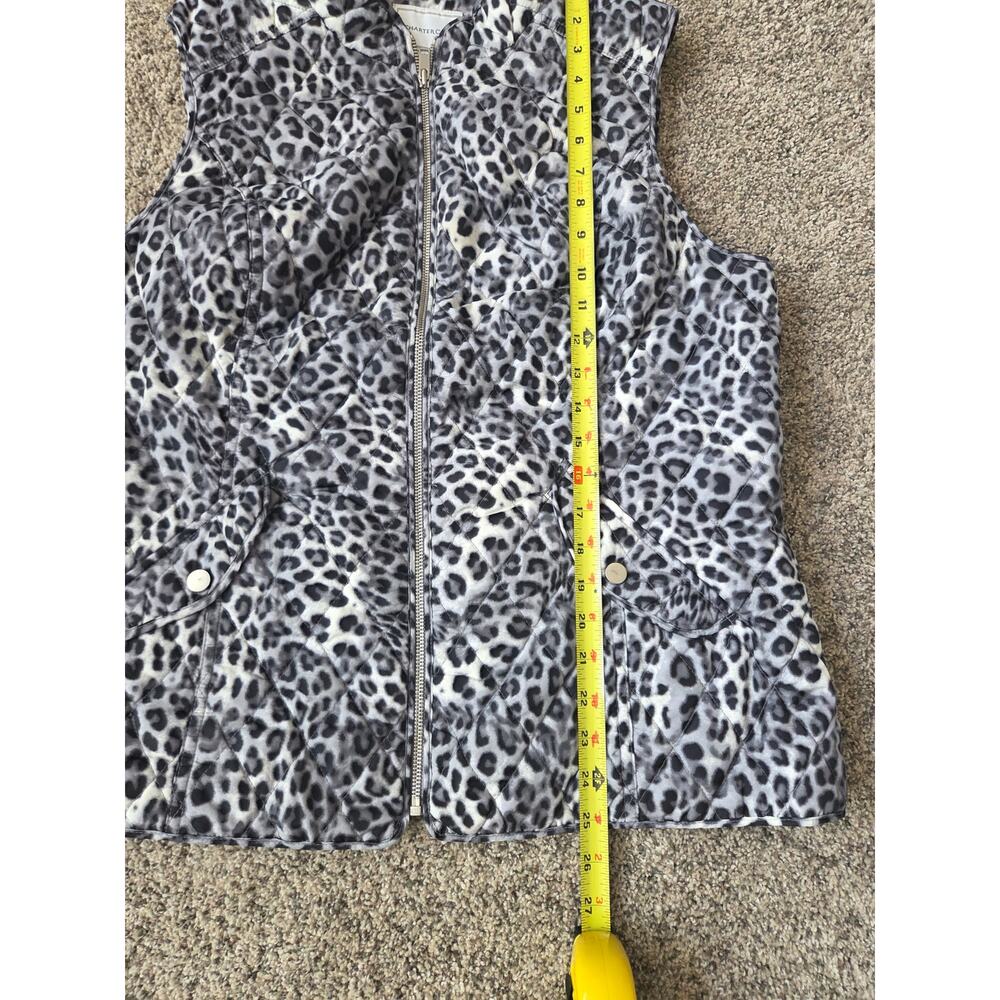 Charter Club Gray Black Leopard Print Quilted Vest Mock Neck Full Zip Size L - Picture 9 of 9